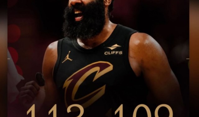 9393体育官方网站-封面是自己！赛后哈登在INS转发了骑士官方赢球海报